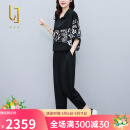 OLJ轻奢品牌套装女2025年夏季新款时尚减龄洋气宽松上衣裤子两件套 黑色 M 适合90-115斤