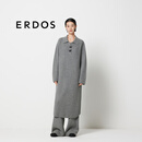 ERDOS 翻领双畦纯羊绒直筒宽松针织加厚修身显瘦女连衣裙 玛瑙灰 165/84A/M