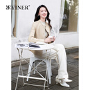 音儿（YINER）【优雅衣橱】YINER音儿专选新中式休闲真皮羊皮衣夹克外套 奶油杏 XL