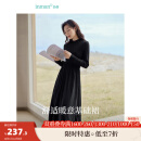 茵曼（INMAN）【李一桐同款】小香风灯芯绒连衣裙2023秋冬女装新款针织中长裙子 午夜黑-18348727 S