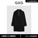 GXG男装  多色分割设计简约长款毛呢大衣外套男士 2023年冬季 黑色 175/L