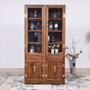 寻古红木家具非洲鸡翅木（学名：非洲崖豆木）酒柜实木玄关柜货架展示柜陈列柜小隔断客厅餐厅R 一对 长100*宽40*高198cm