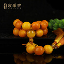 欧采妮（OUCERNY）蜜蜡手串【孤品鸳鸯橘皮桶珠】天然原矿带皮无优化大佛珠手链手持 天然孤品 一物一证 215.56克