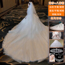 季节里婚纱新娘主纱2024高级感冬季法式长袖轻新款质感V领小个子大码重 白色拖尾款(婚纱+七件套) L