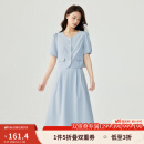 茵曼（INMAN）法式小香风两件套装女2025夏季通勤气质短袖衬衫A字半身裙 蓝色_贝母扣颜色随机 S