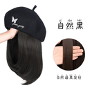 TANNY假发女帽子假发一体短发贝雷八角帽秋冬时尚自然锁骨发仿真假发帽 黑色贝雷帽 黑棕色