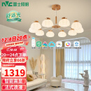 雷士（NVC）简约奶油原木法式泡芙灯罩客厅智能舒适光100W吊灯WHDD100F/G-05