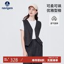 Navigare意大利小帆船女士叠穿西装马甲外套无袖开衫2311094504 灰 L 