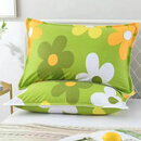 纯棉枕套单人枕头套48*74cm大号单个枕皮枕芯套加厚全棉枕一对装 绿花【夹棉拉链】 48x74/一个枕套装