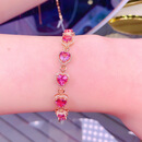 璠玉天然粉碧玺手链  晶体干净火彩好 18k金伴钻石 附证书 女款高品质 红色 7.5克拉 粉色爱心