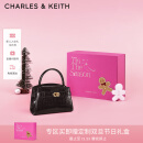 CHARLES&KEITH鳄鱼纹凯莉包手提斜挎婚包包女包生日礼物圣诞礼物CK2-50270880-1 Black黑色 S