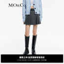 MO&Co.2024春新品学院风压褶低腰A字短裙附腰带半身裙MBD1SKT001 中花灰色 S/160
