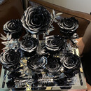 七夕9朵永生花玫瑰镜面花盒情人节送女友亚克力摆件永生花礼物 星空黑 28*21*25cm 永生玫瑰花