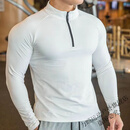 逅枫运动紧身衣男跑步篮球上衣健身房速干透气田径比赛高弹半拉链长袖 白色无标拉链长袖 XL