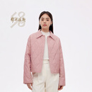 鄂尔多斯1980花漾系列 春季翻领女夹克棉服 45062 樱花粉 L 165/88A