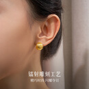 喜钻18K金耳饰双面球形耳钉 INS风时尚素金耳钉 送女友新年礼物 黄18K金约2.55g（±0.1g）