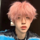 斯贝丝假发男微分碎盖短直发全头套式日常帅气自然仿全真人发男士蓬松假 浅粉色送发网发卡