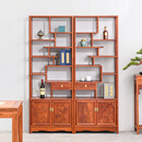 古尚古红木家具非洲花梨（学名：刺猬紫檀）博古架雕花新中式落地实木古董架置物架隔断客厅展示柜 75雕花博古架一对150*30*198