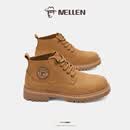 名郎（MELLEN）男鞋新品复古潮流时装靴舒适高帮英伦风短靴防滑耐磨马丁靴大黄靴 黄棕色 42