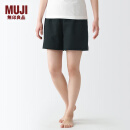 无印良品 MUJI 女式 粗棉线 天竺编织 短裤 FDH93C2S 裤子 休闲裤 黑色 S-M