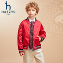 哈吉斯（HAZZYS）品牌童装男女童棉服春季新款节日红品撞色休闲简约棉服拜年服 经典红 110