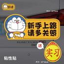 仕马实习期车贴新手上路反光标志汽车磁贴搞笑个性创意磁吸女司机贴纸 猫B款【粘贴款】带粘贴实习贴