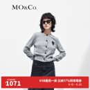 MO&Co.【绵羊毛×山羊绒】爱心刺绣欧根纱针织开衫毛衣上衣女 浅花灰色-第2批 S/160