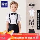 罗蒙男童礼服六一演出服儿童西装主持人钢琴花童英伦 黑色套装 130