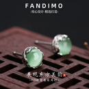 梵蒂莫（fandimo）纯银耳钉女925银葡萄石复古绿色耳饰母亲节送妈妈生日礼物 【葡萄石 7mm】