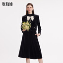 歌莉娅   丝绒外套+半裙两件套1BNRAB45A 00B黑色 XL (170)