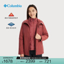 Columbia哥伦比亚女银点可拆卸内胆三合一冲锋衣滑雪服外套WR0635 679甜菜红 L(165/88A)