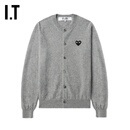 COMME DES GARCONS PLAY CDG 川久保玲 IT 情侣款合身羊毛针织开衫 GYX/中灰色 M