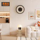 普赛克简约现代新款装饰挂钟圆钟家用网红钟表静音挂表客厅轻奢时钟挂墙 GP4010503-金属黑框 14英寸（直径35.5厘米）