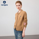 Navigare意大利小帆船秋冬款女士全羊毛外套绞花毛衣针织开衫2334094508