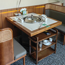 创京懿选地锅灶台带桌子东北铁锅炖电磁炉火锅桌大锅灶电陶炉地锅鸡专用灶 长桌或方桌