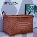 草编藤编收纳筐美式高级储物收纳PU把手零食杂物玩具衣服脏衣篮 加大号脏衣篮高【PU把手】