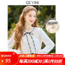 歌依妮歌依妮加绒加厚半高领蕾丝打底衫女秋冬2023新款修身内搭法式上衣 杏色 S