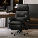 汉菲斯丁电动按摩真皮老板椅办公室可躺座椅家用轻奢舒适智能办公椅 曜金黑真皮电动+按摩
