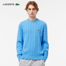 LACOSTE【王一博同款】法国鳄鱼男装圆领绞花羊毛衫|AH2924 4XA/冰川蓝 2XL 7