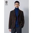 ERDOS【善系列】休闲单排两粒扣平驳领加厚商务男西服毛呢外套 深橡木色 L 175/96A