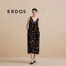 ERDOS 围裹宽松吊带V领长裙修身显瘦轻礼服女连衣裙 彩色印花 M 165/84A