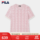 FILA 斐乐官方女子编织衫2025春季新款时尚休闲简约基础短袖上衣 灰紫粉-LP L 170/88A