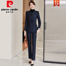 皮尔卡丹（pierrecardin）高级西装外套女秋冬款气质通勤职业套装修身毛呢西服职场商务正装 藏蓝色 西装+裤子 M