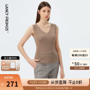 朗姿淑雅简约V领针织背心无袖吊带女内搭外穿上衣夏新款商场同款 浅咖色 160/80A/M
