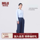无印良品（MUJI）女式棉汉麻牛仔宽版裤女款裤子长裤25年夏季女装丹宁回潮BE1X0A5S 深藏青色 M （160/66A）