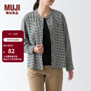 无印良品（MUJI）女式法兰绒 立领衬衫 格子 内搭 衬衣  BCB19C1A 黑色格纹 L