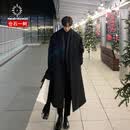 仓石一树韩版潮牌双面羊毛呢子大衣男士秋冬季中长款高级感加厚风衣外套 黑色 XL