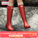 HUNTER雨靴户外露营女鞋惠灵顿经典英伦防水防滑骑士靴女长筒女靴高筒靴 哑光军红色/MLR 37