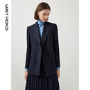 朗姿【Basic衣橱】羊毛正装气质西服女秋秋新款西装外套设计感 暮色藏蓝色4 L
