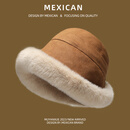 稻草人帽子女秋冬季加绒加厚保暖毛绒渔夫帽时尚护耳包头盆帽新款 【褐色】毛绒保暖 均码